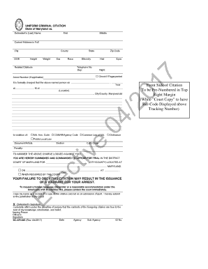 Criminal Citation  Form