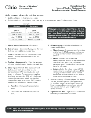 Reimbursement of Travel Expense Bwc State Oh  Form