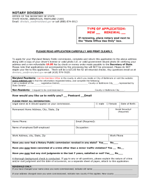 Maryland Public Notary Application  Form