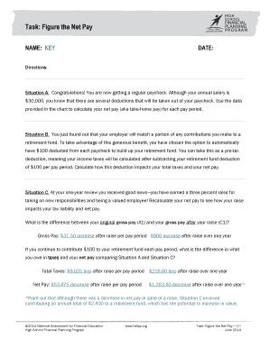 Net Pay Tasks Answer Sheet  Form