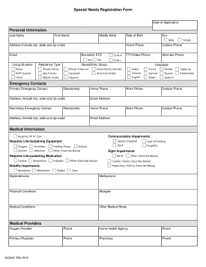  Special Needs Form 2015-2024