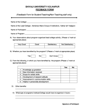 Shivaji University Feedback Form