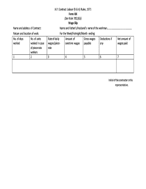 Form Xix See Rule 78 2 B Wage Slip in Excel