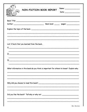 Nonfiction Book Report Template  Form