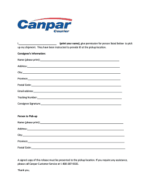 The Authorization Notice Canpar  Form