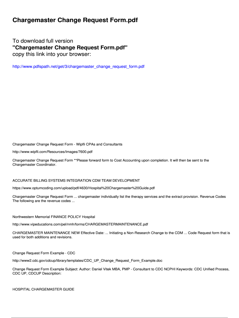 Chargemaster Change Request Form Pdfslibforyou Com