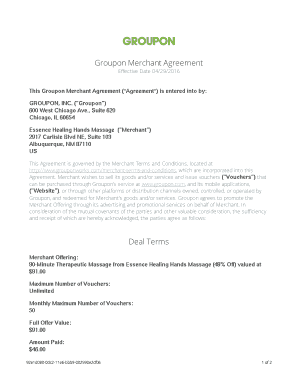 Groupon Merchant Agreement  Form