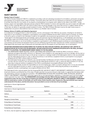 YMCA Guest Waiver YMCA of Greater Richmond  Form