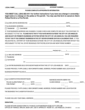  Taxpayer Information Update Form 2016-2024