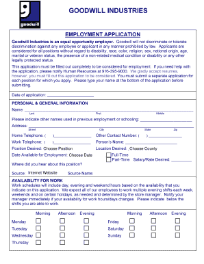 Goodwill Application  Form