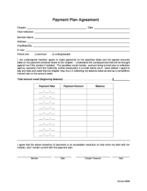 Payment Plan Agreement Contract Template  Form
