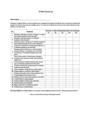 Ptsd Checklist  Form