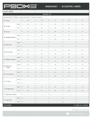 P90x Calendar PDF  Form