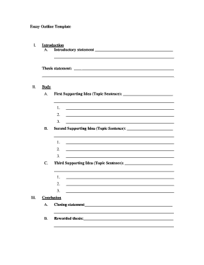 Essay Outline Template  Form