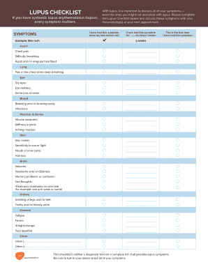 Printable Lupus Checklist  Form