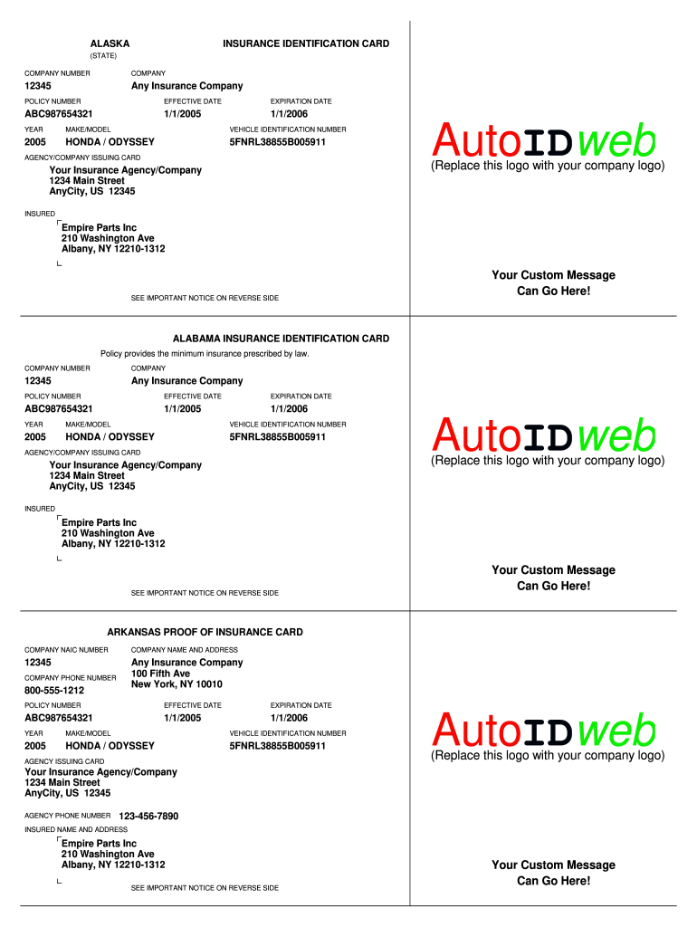 Insurance Card Template Form Fill Out And Sign Printable PDF Template 