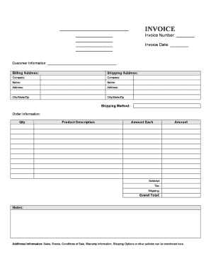 Blank Invoice Template Rtf  Form