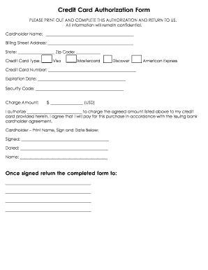 Credit Authorization  Form