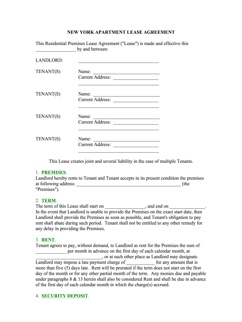 Apartment Lease Agreement Form