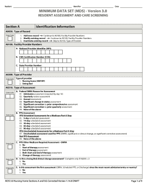 Minimum Data Set Example  Form