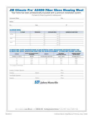 JM Climate Pro A2400 BIBS Certificate Johns Manville  Form