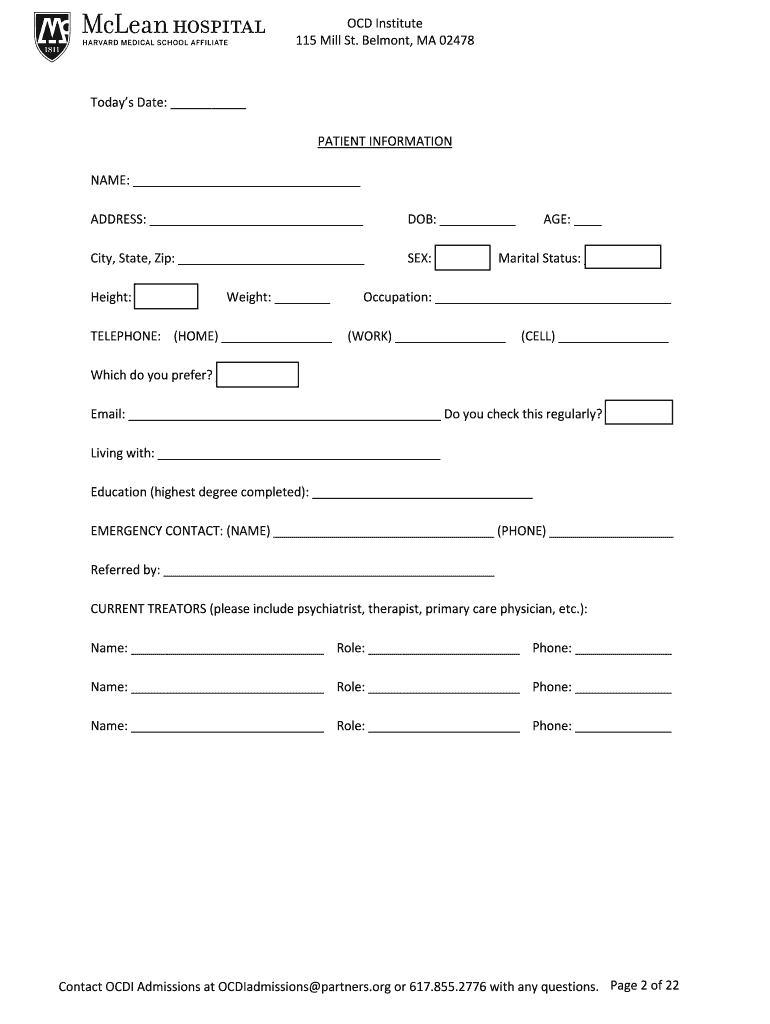 OCD Institute  Form