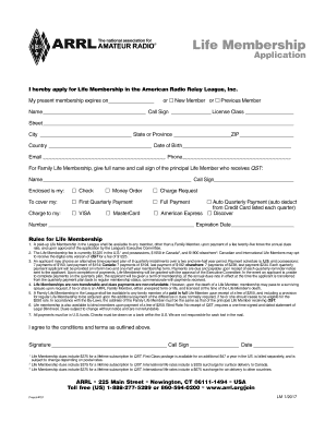  Job #757 Life Membership Application LM Arrl Org 2017