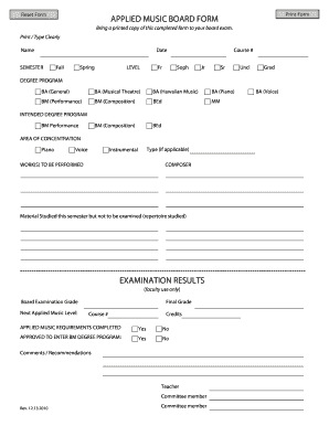  Applied Music Board Form University of Hawaii at Manoa Manoa Hawaii 2010-2024