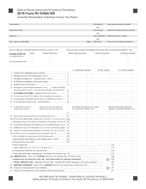 Ri Ammended Income Tax Return Fill Out And Sign Printable Pdf Template Signnow