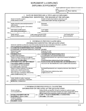 SUPLIMENT LA DIPLOM? DIPLOMA SUPPLEMENT Anc Edu  Form