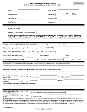 EMPLOYEE INCIDENTACCIDENT REPORT Lpschools K12 Oh  Form