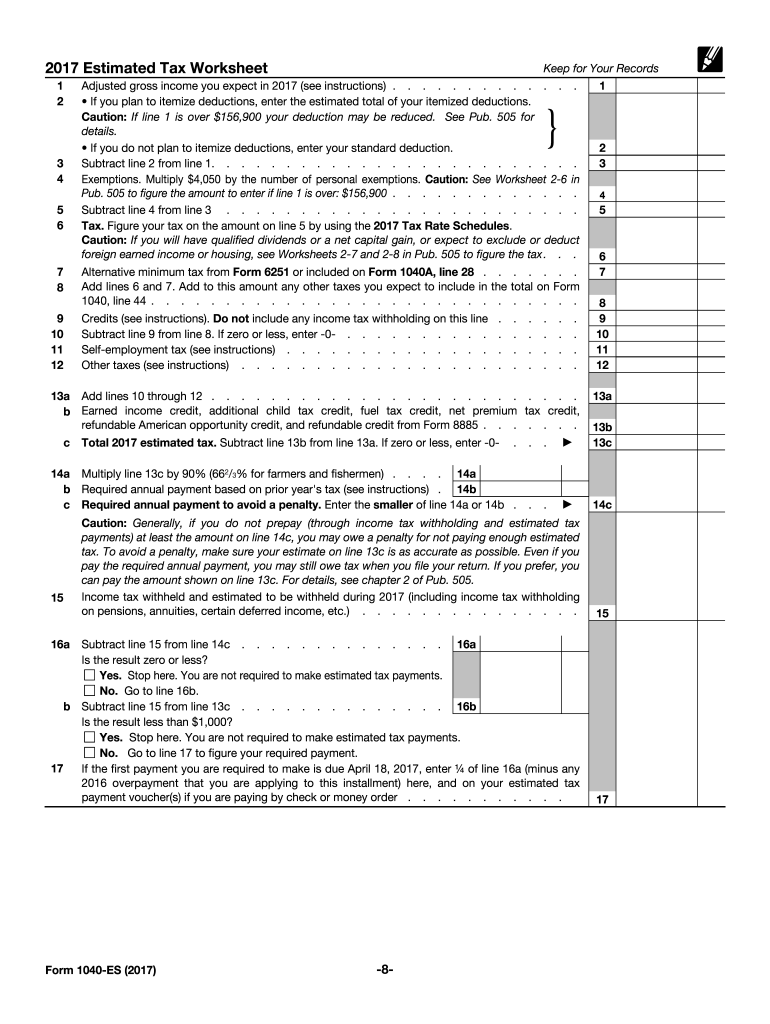  1040es  Form 2017