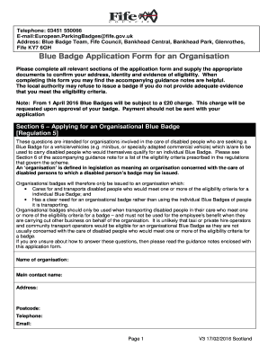 Fife Council Blue Badge  Form