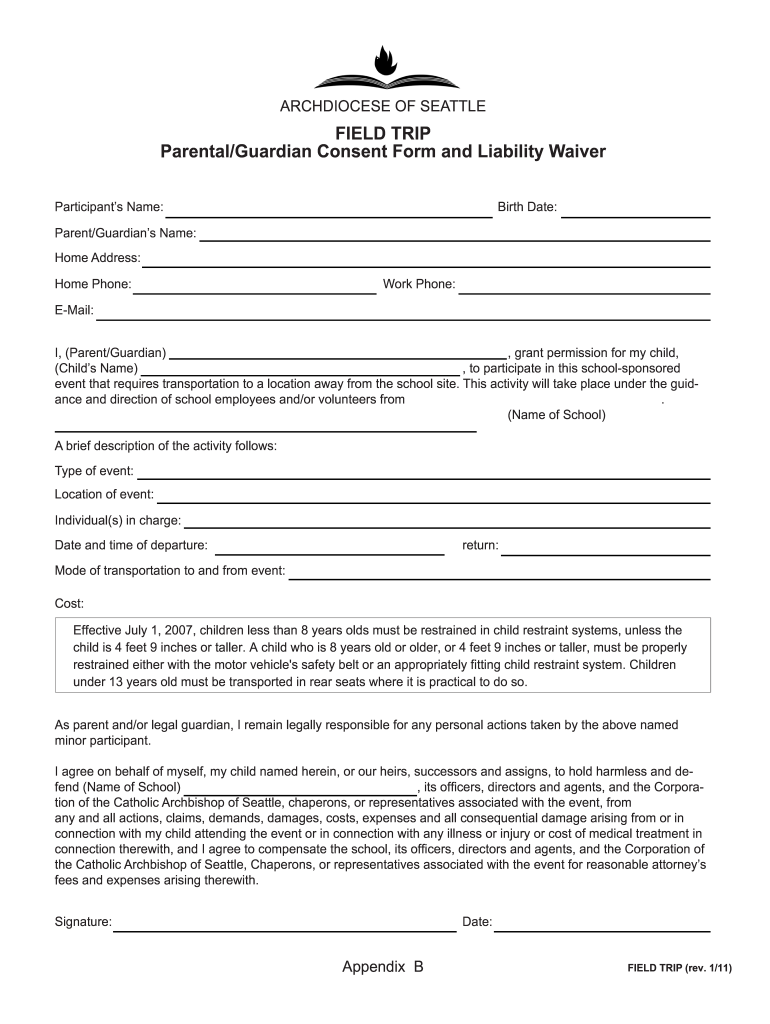 Get and Sign Trip Consent Form 2011-2022