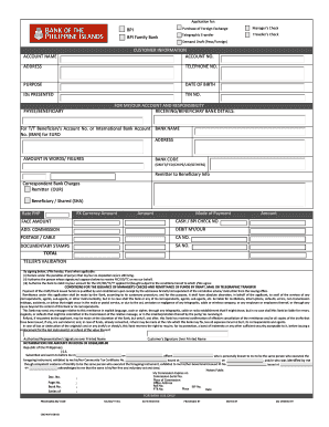 Bpi Telegraphic Transfer Form