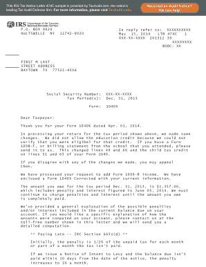 Irs Letter 474c  Form