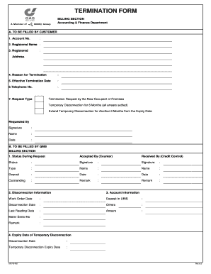 Gas Malaysia Termination Form