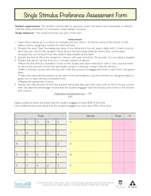 Preference Assessment Questionnaire PDF  Form