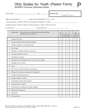 Ohio Scales for Youth Parent Form Concordcounseling