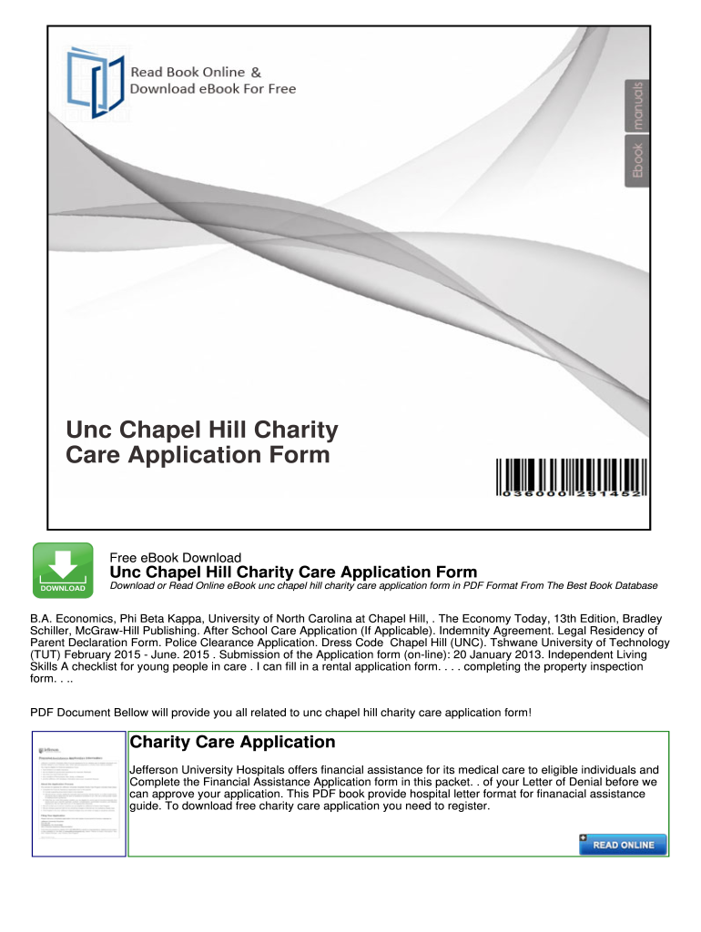 Unc Charity Care Application  Form