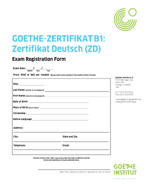 Goethe Zertifikat B1 PDF  Form