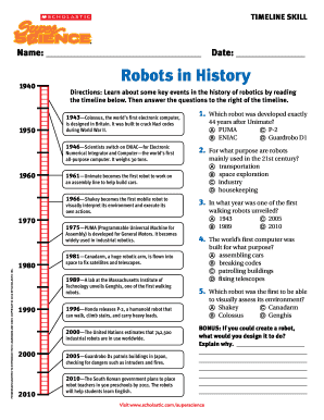 Name Date Robots in History Scholastic  Form