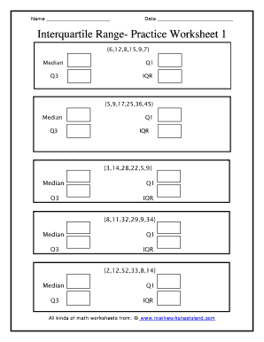 Interquartile Range Worksheet with Answers PDF  Form