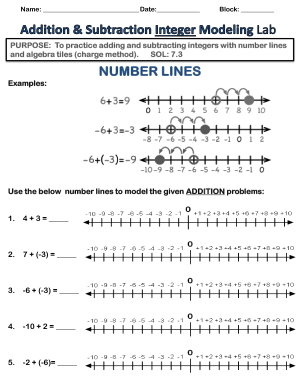 To Practice Adding and Subtracting Integers Lcps  Form