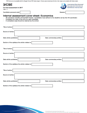 Econ IA Frontcover Sheet PDF Oldfield Economics  Form