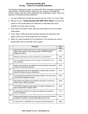 True or False Statements with Answers  Form