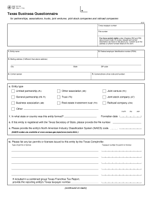 Form AP 224, Texas Business Questionnaire Texas Comptroller 2017-2024