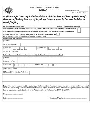 See Rules 132 and 26 of Registration of Electors Rule 1960  Form