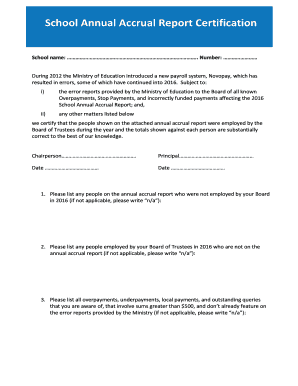 School Annual Accrual Report Certification  Form