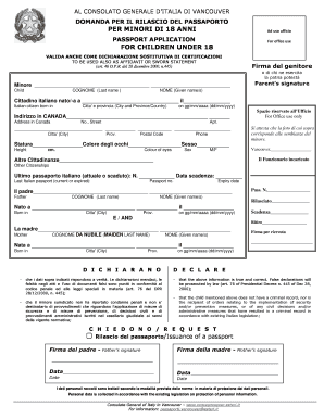 Formulario Di Richiesta Rilascio Passaporto Per Minori Di 18 Anni